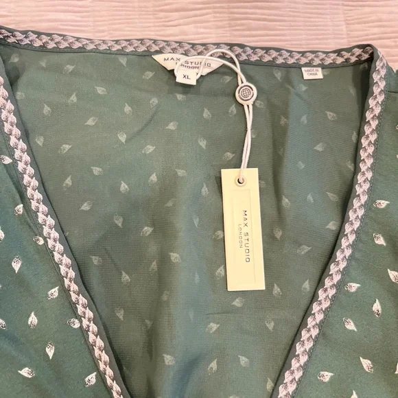 NWT Max Studio Elegant Green Polka Dot Dress - Picture 6 of 10